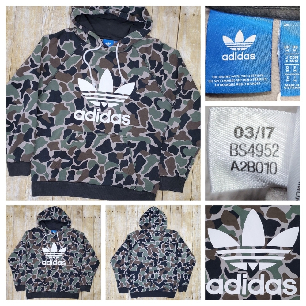 adidas Originals Camo Hoodie Big Trefoil Logo BS4952 Men's Med EUC 2017 Release
